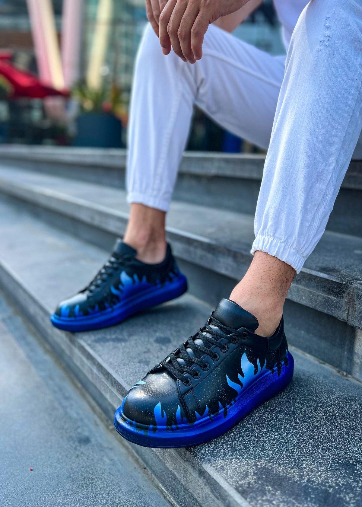 Hand-Painted Customized Sneakers for Men by Apollo Moda | Kinetic VibeI Rhythm Shift