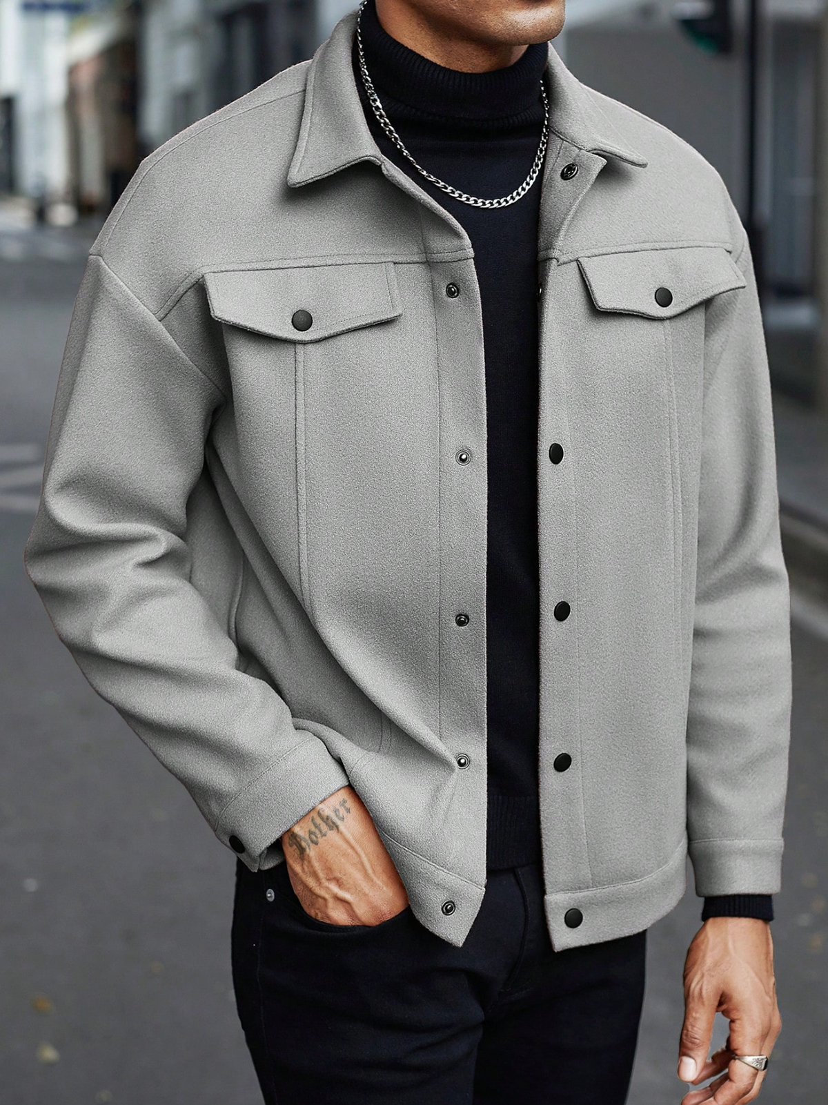 Abrigo casual holgado de manga larga para hombre