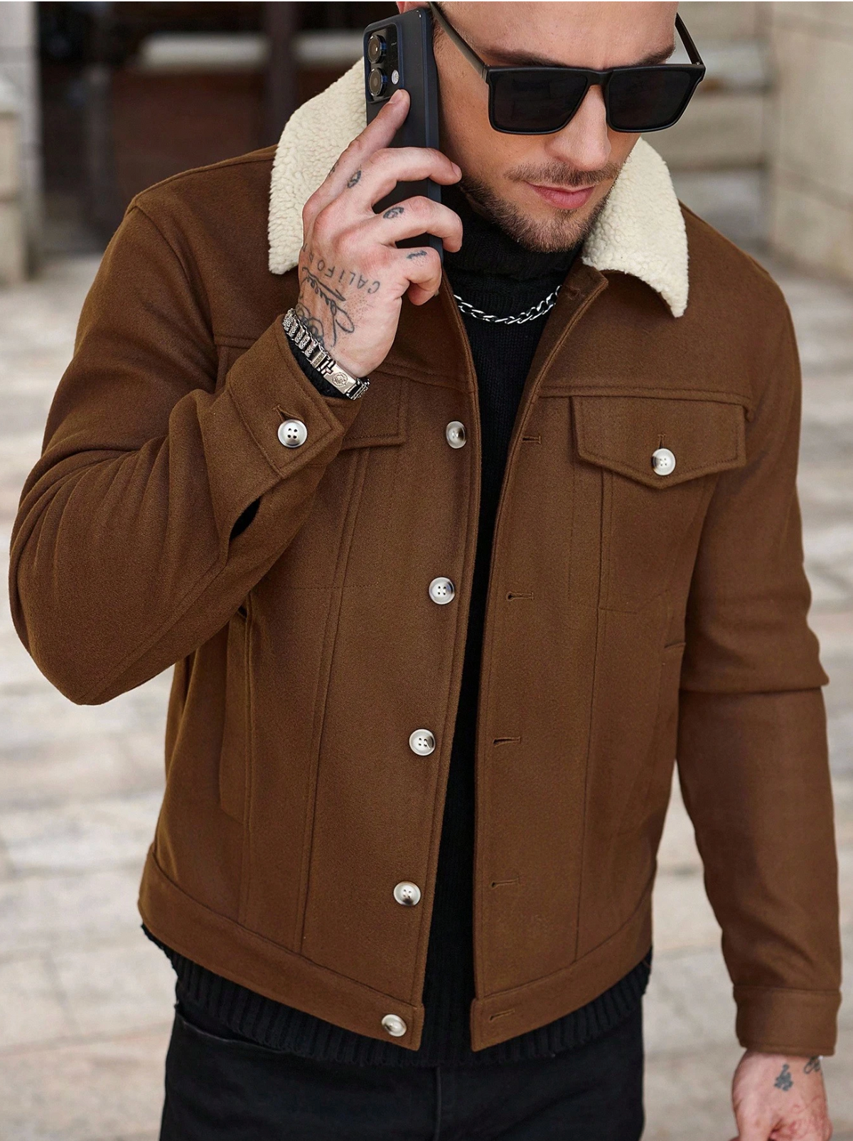 Chaqueta casual de color contrastante para hombre