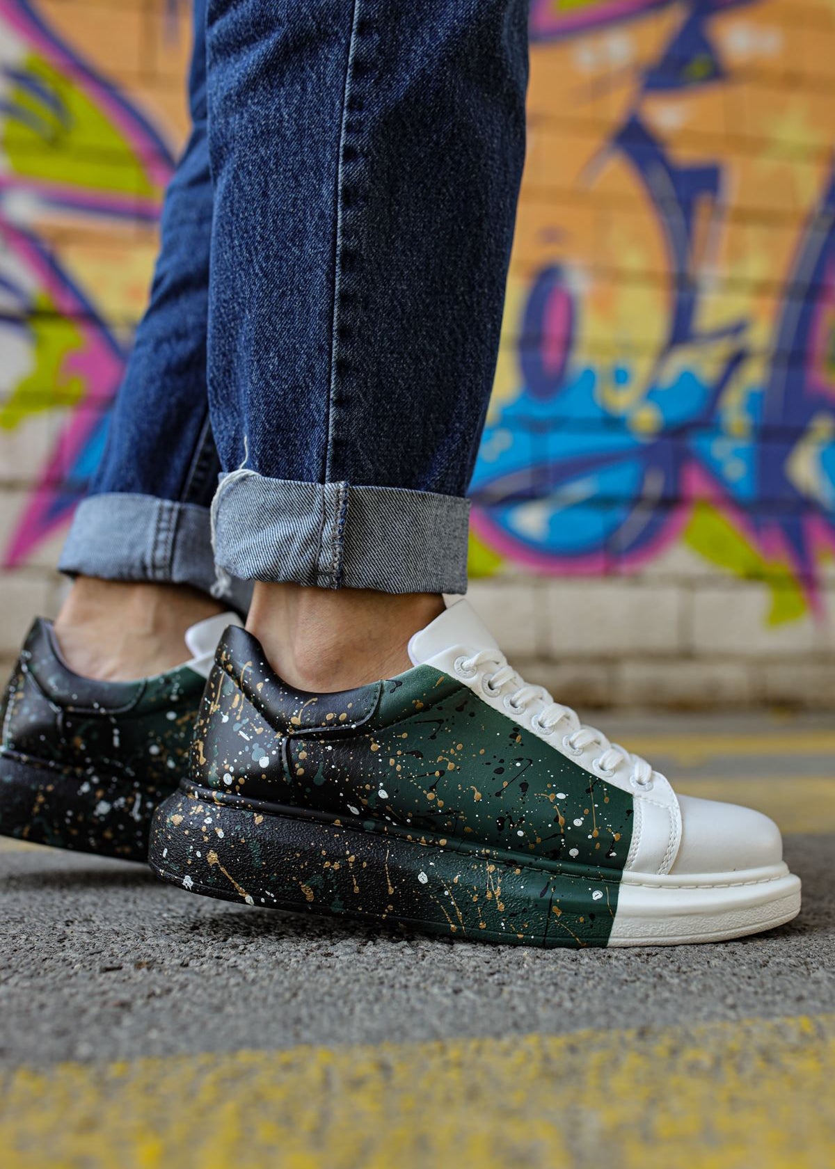 Urban Pulse Rhythm Shift hand-painted custom sneaker by Apollo Moda, sixth angle