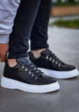 Men's Atlas Jet black sneaker with white sole by Apollo Moda, fifth angle